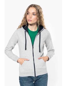 K-KA467-LADIES’ CONTRAST HOODED FULL ZIP SWEATSHIRT 2